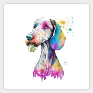 Bedlington Terrier Dog In Watercolor & Pen Sticker